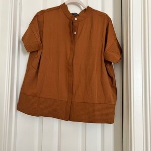 Elegant Brown Button-Up Blouse